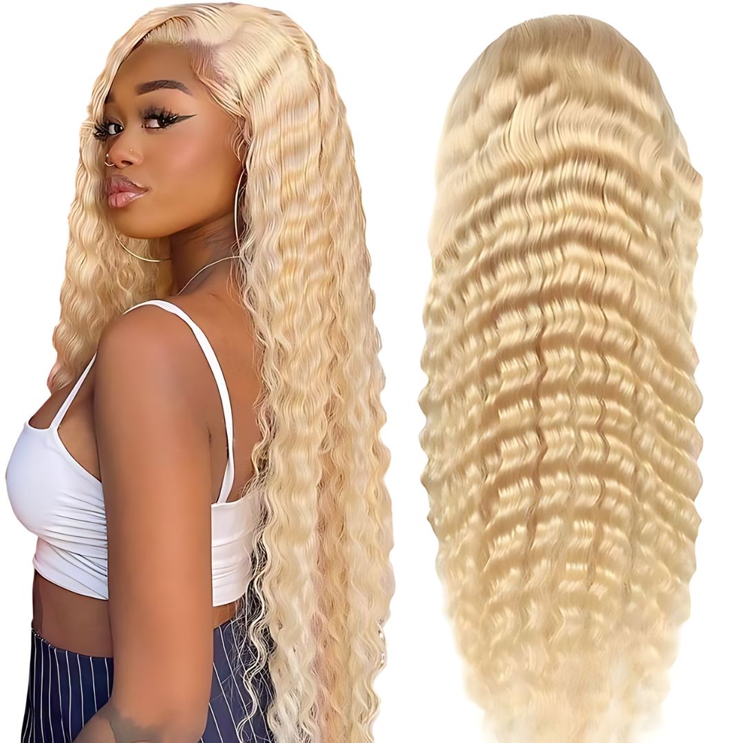 13*4 613 Blonde Color Curly Wave Lace Frontal Human Hair Wig|Opushe Wig - opushewig