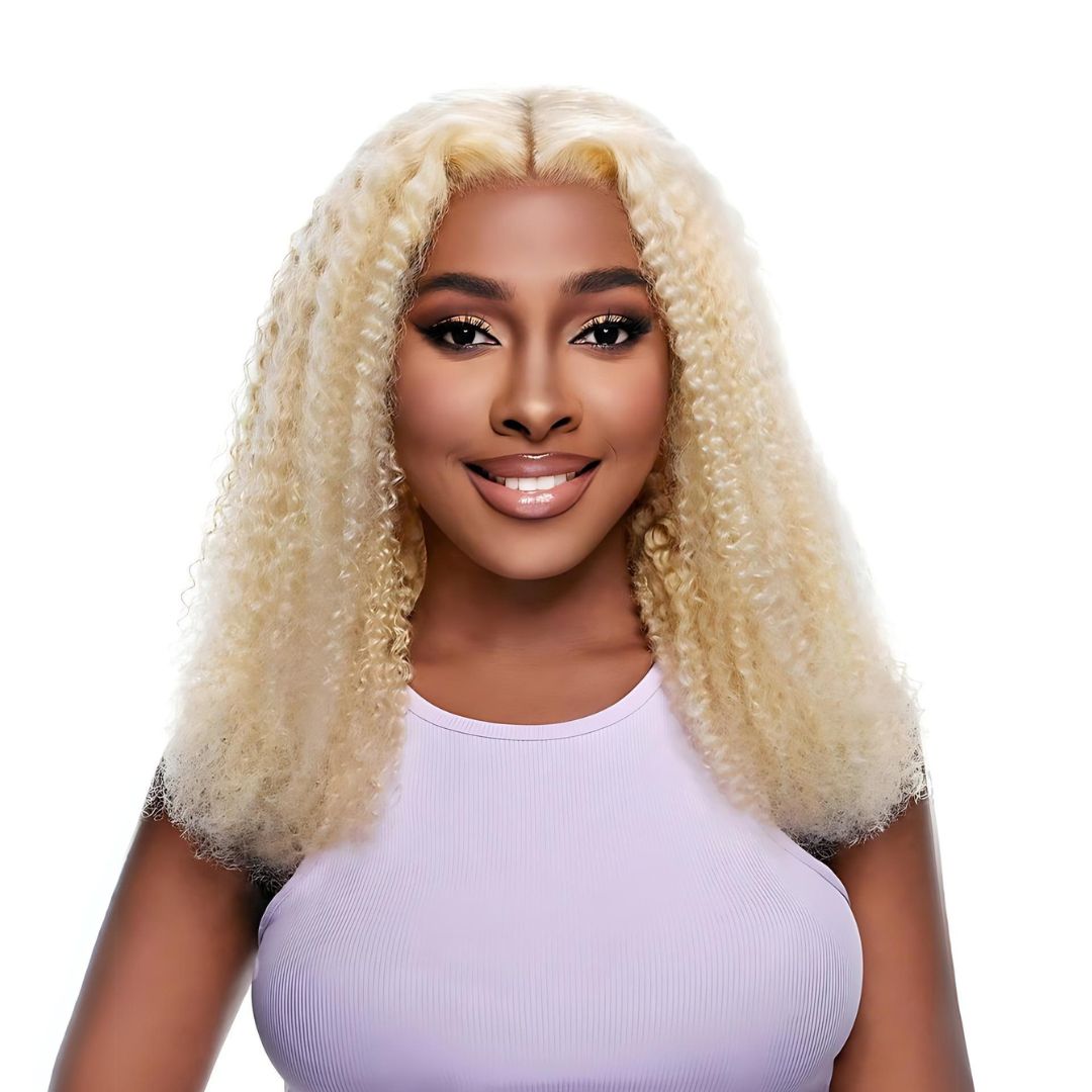 13*4 613 Blonde Color Curly Wave Lace Frontal Human Hair Wig|Opushe Wig - opushewig