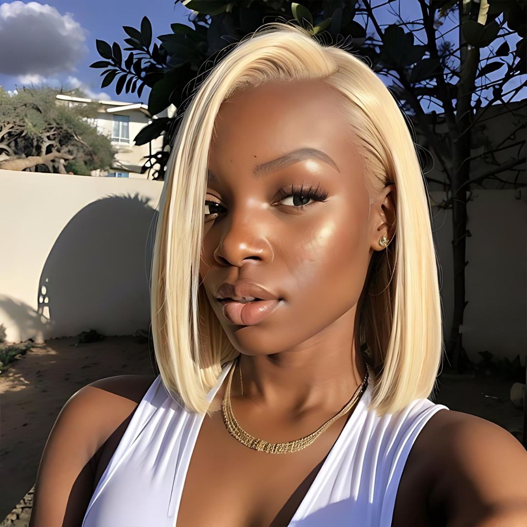 13*4 613 Blonde Color Straight Short Bob Lace Frontal Wig|Opushe Wig - opushewig