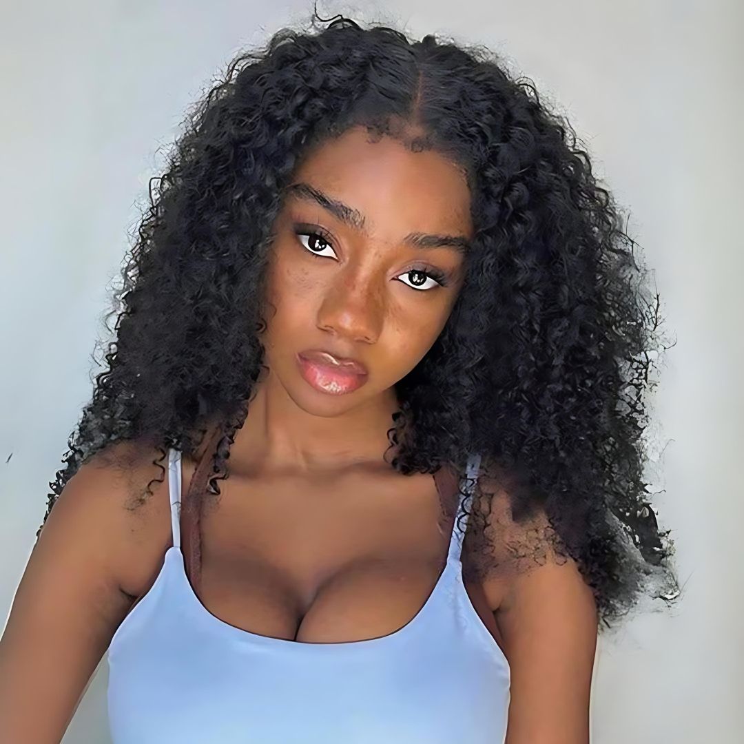 13*4 Kinky Curly Wave Pre-Bleached Transparent HD Lace Front Wig|Opushe Wig - opushewig