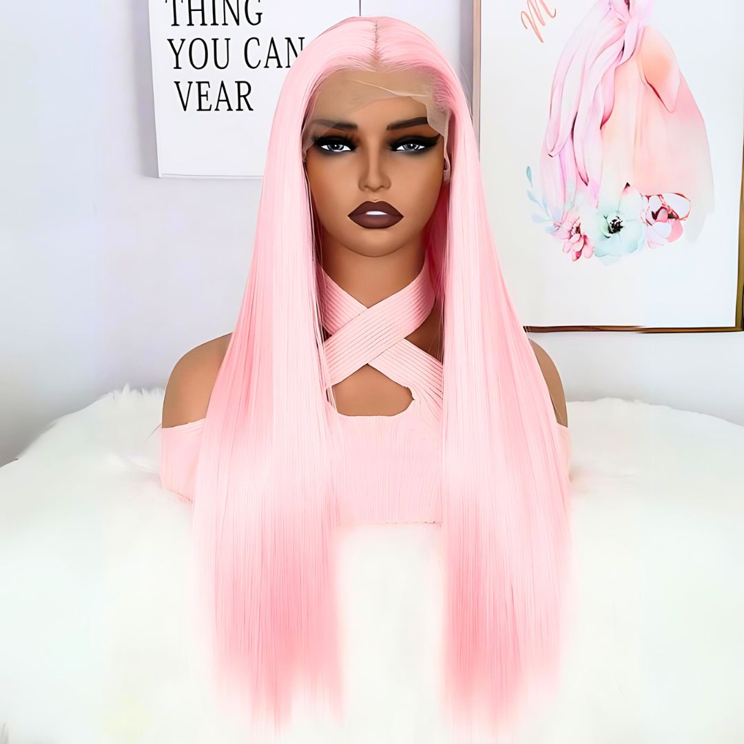 13*4 Light Pink Color Lace Frontal Human Hair Wig|Opushe Wig - opushewig