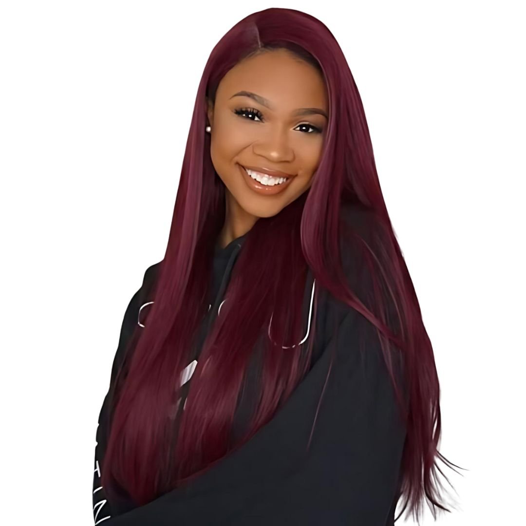 13*6 99J Burgundy Color Lace Frontal Human Hair Wig|Opushe Wig - opushewig