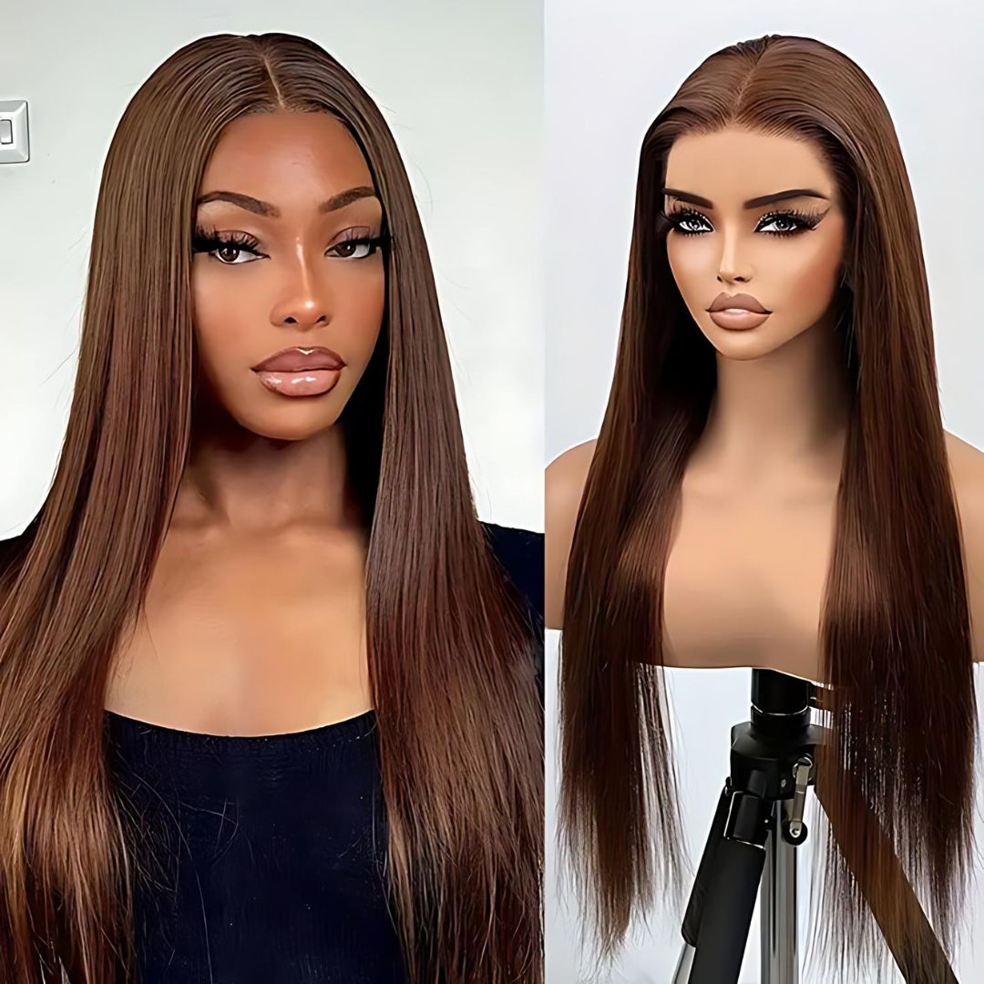 13*6 Chocolate Brown Color Lace Frontal Human Hair Wig|Opushe Wig - opushewig