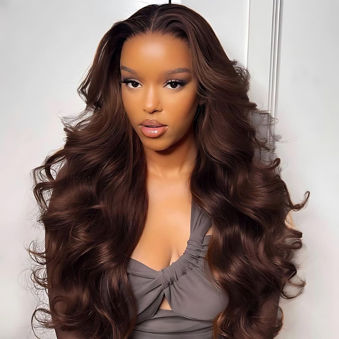 13*6 Chocolate Brown Color Lace Frontal Human Hair Wig|Opushe Wig - opushewig