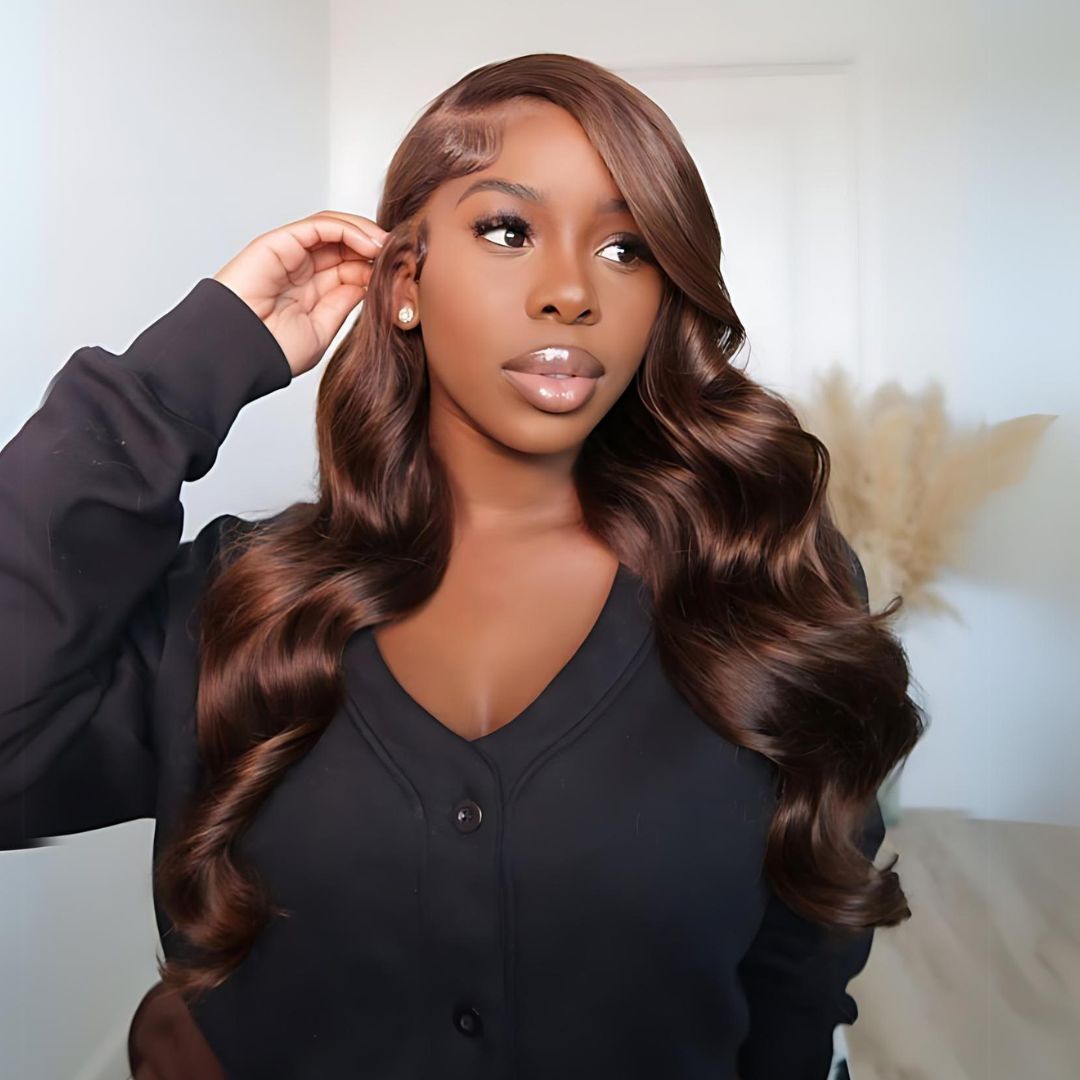 13*6 Chocolate Brown Color Lace Frontal Human Hair Wig|Opushe Wig - opushewig