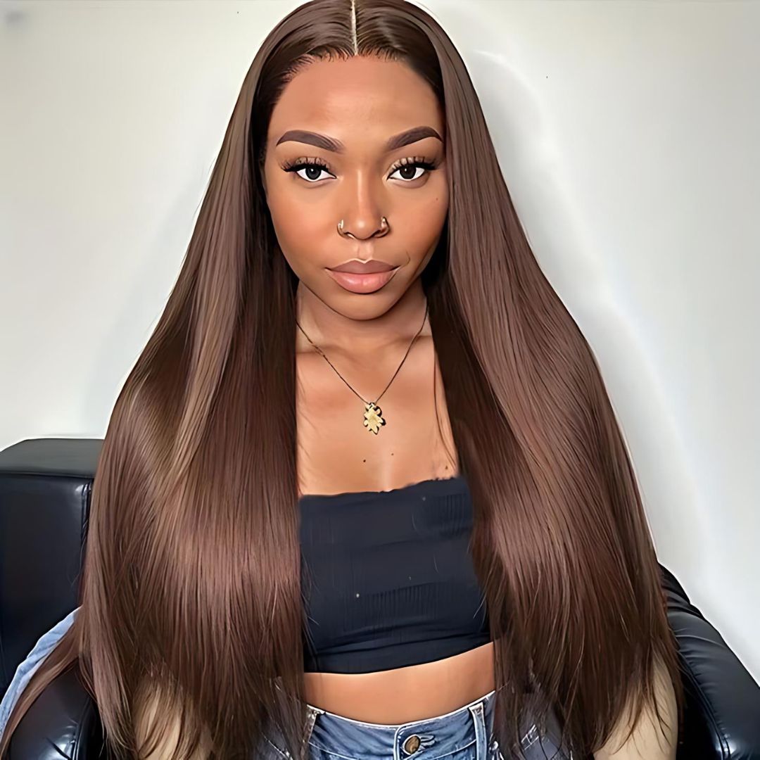 13*6 Chocolate Brown Color Lace Frontal Human Hair Wig|Opushe Wig - opushewig