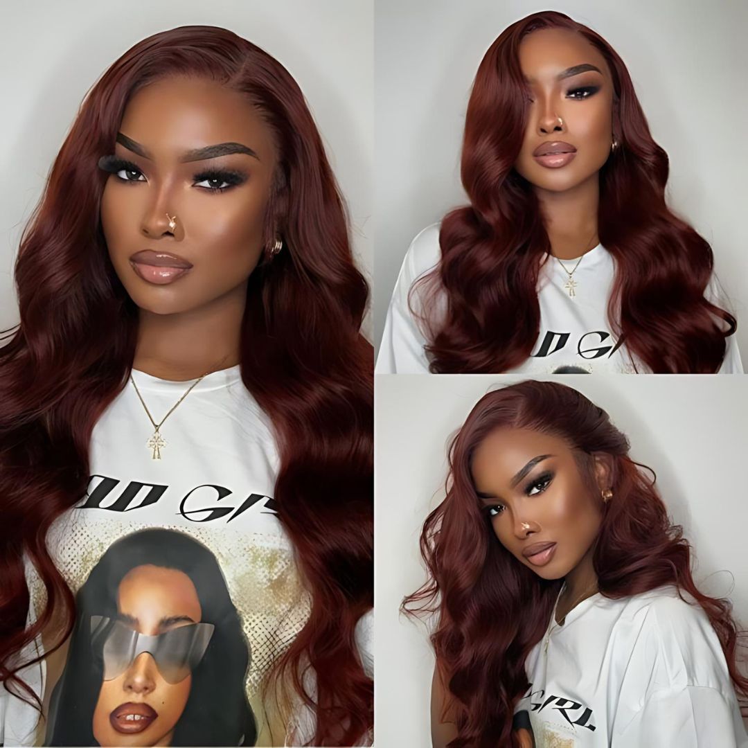 13*6 Reddish Brown Color Lace Frontal Human Hair Wig|Opushe Wig - opushewig