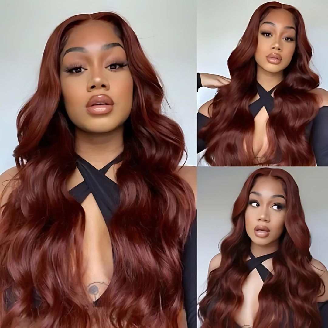 13*6 Reddish Brown Color Lace Frontal Human Hair Wig|Opushe Wig - opushewig