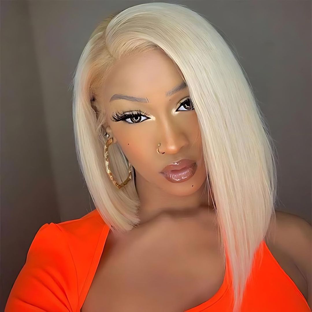 4*4 613 Blonde Color Straight Short Bob Wear&Go Glueless Lace Front Wig|Opushe Wig - opushewig