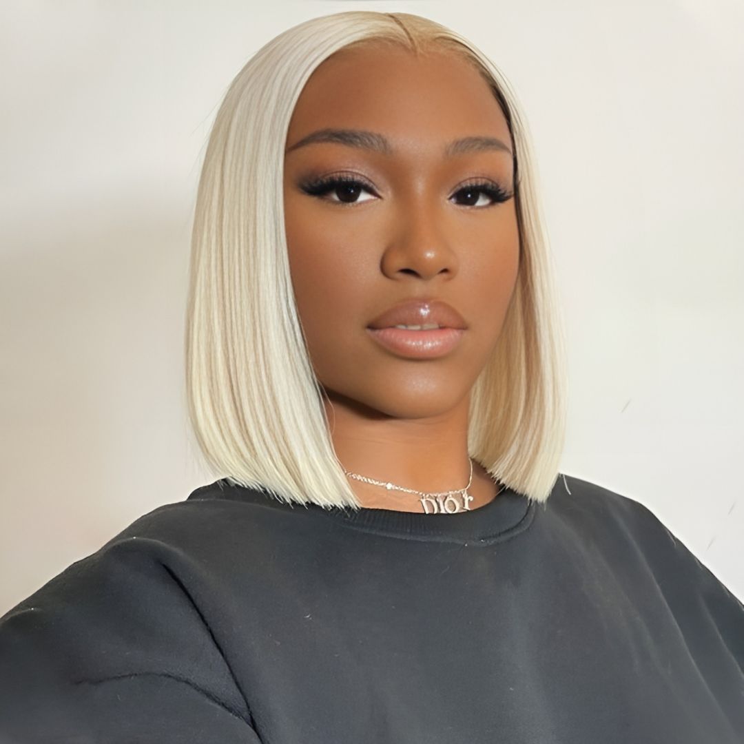 4*4 613 Blonde Color Straight Short Bob Wear&Go Glueless Lace Front Wig|Opushe Wig - opushewig