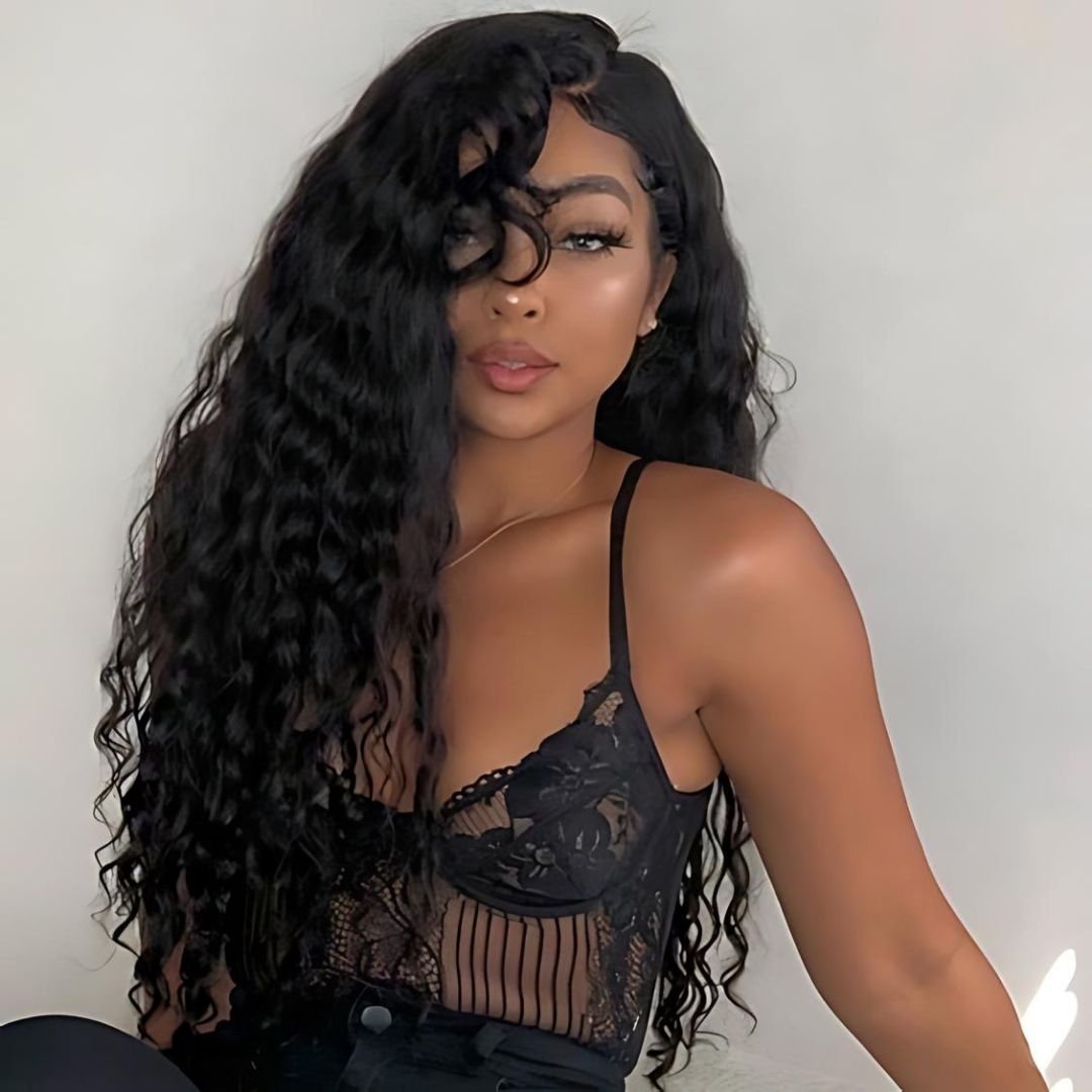 4*4 Deep Wave Pre-Bleached Knots Wear&Go Glueless Transparent Lace Front Wig|Opushe Wig - opushewig