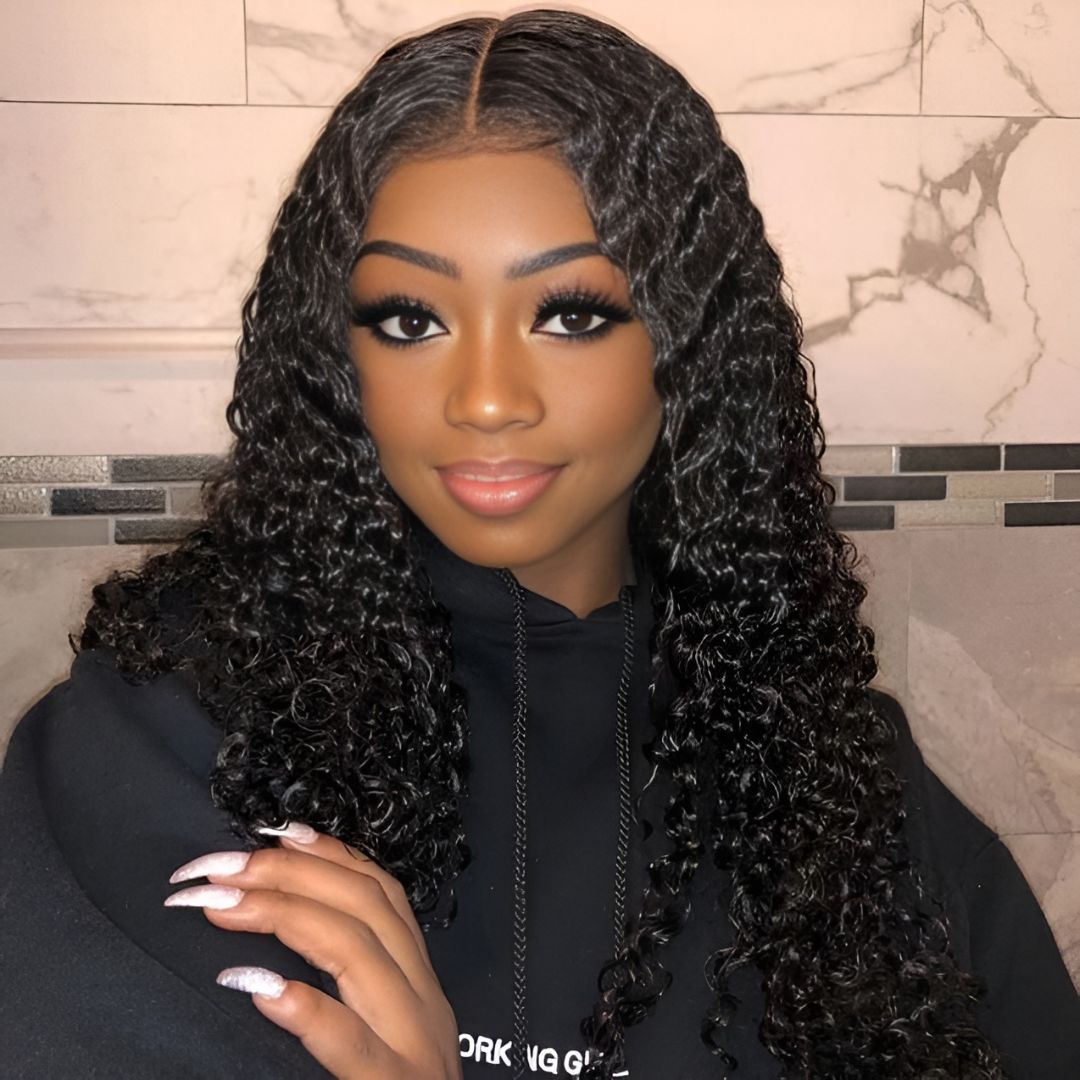 4*4 Jerry Curly Wave Pre-Bleached Knots Wear&Go Glueless Transparent Lace Front Wig|Opushe Wig - opushewig