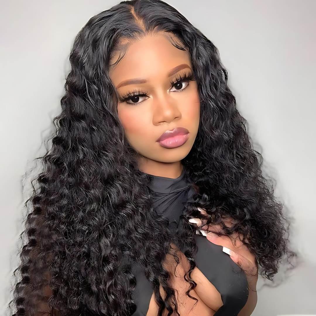 4*4 Water Wave Pre-Bleached Knots Wear&Go Glueless Transparent Lace Front Wig|Opushe Wig - opushewig