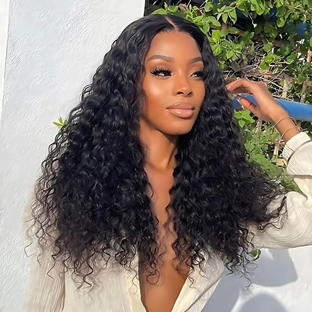 4*4 Water Wave Pre-Bleached Knots Wear&Go Glueless Transparent Lace Front Wig|Opushe Wig - opushewig