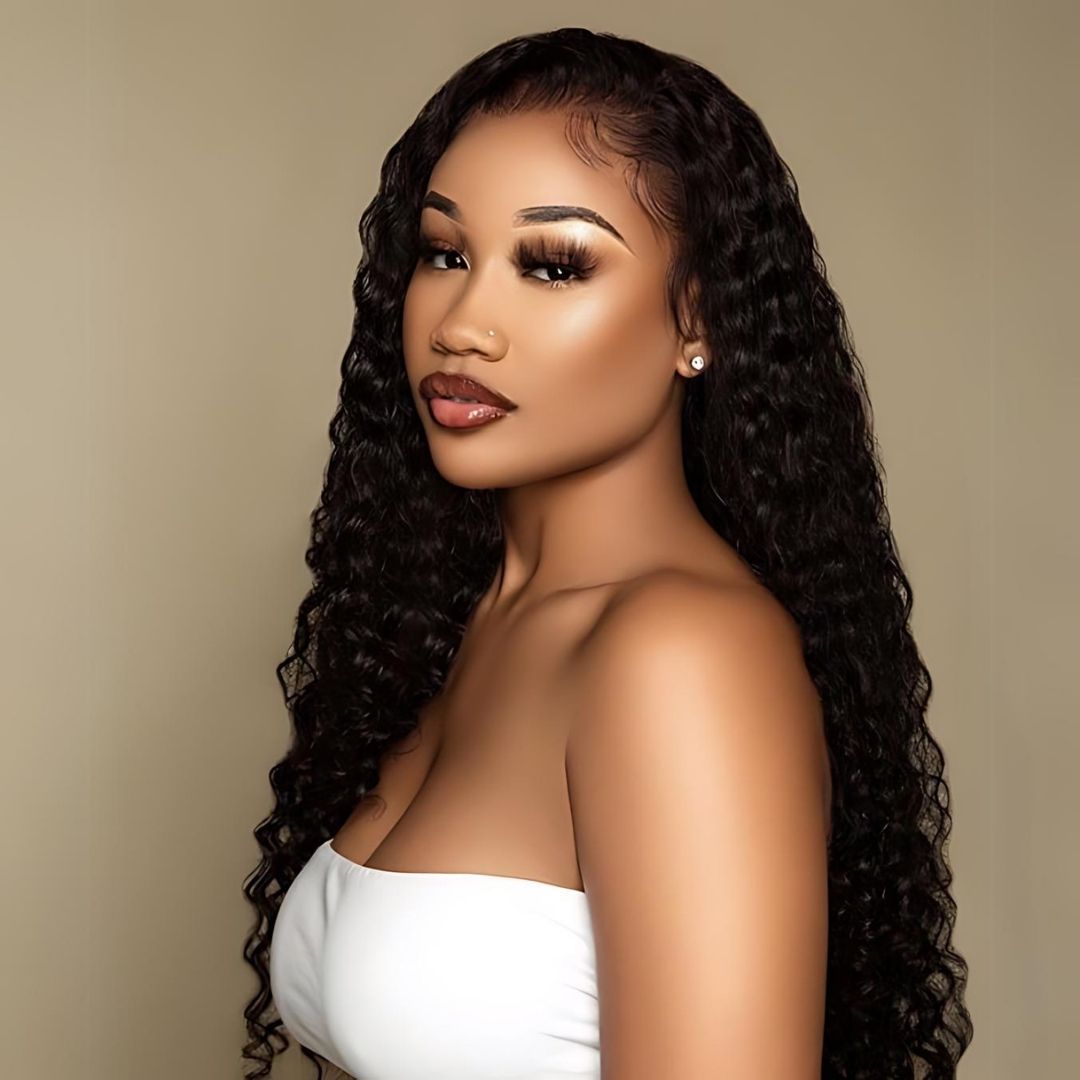 5*5 Deep Wave Pre-Bleached Knots Wear&Go Glueless Transparent Lace Front Wig|Opushe Wig - opushewig