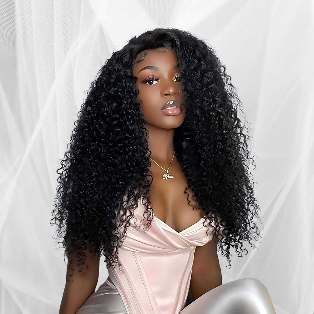 5*5 Kinky Curly Wave Pre-Bleached Transparent HD Lace Front Wig|Opushe Wig - opushewig