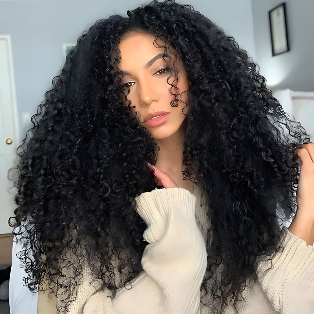 6*4 Kinky Curly Wave Pre-Bleached Knots Wear&Go Glueless Transparent Lace Front Wig|Opushe Wig - opushewig