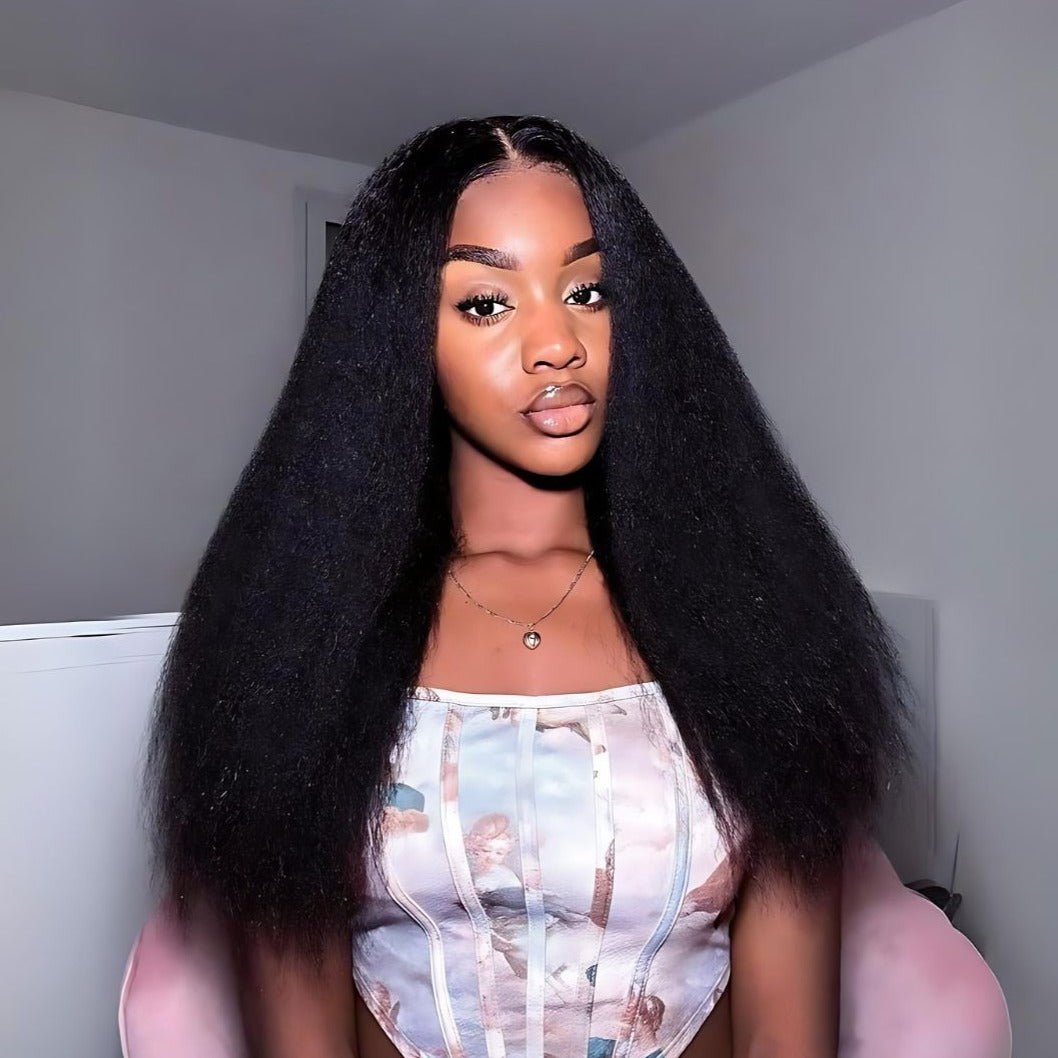 6*4 Kinky Straight Wave Pre-Bleached Knots Wear&Go Glueless Transparent Lace Front Wig|Opushe Wig - opushewig