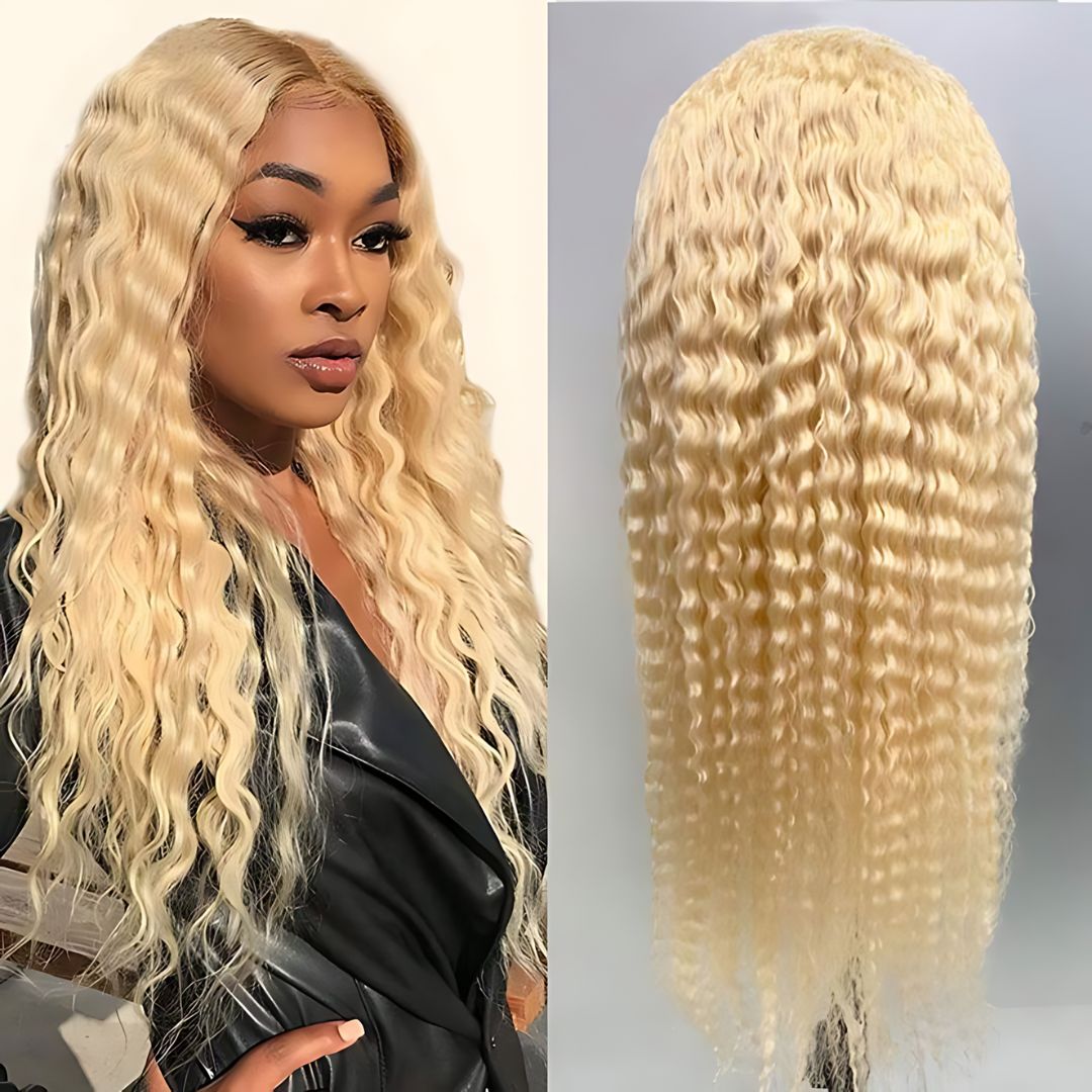 5*5 & 4*4 613 Blonde Color Curly Wave Lace Frontal Human Hair Wig|Opushe Wig