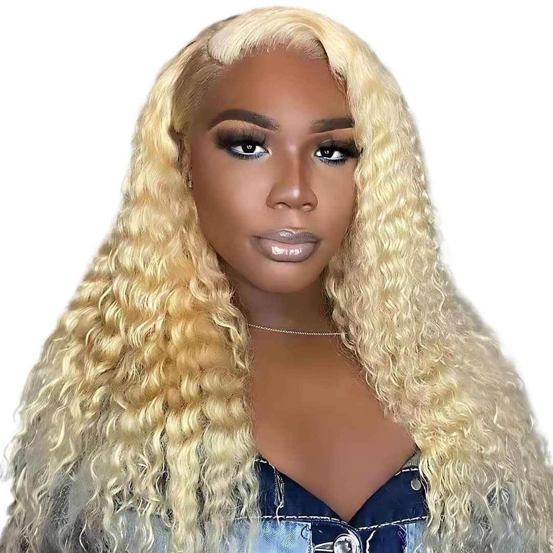 5*5 & 4*4 613 Blonde Color Curly Wave Lace Frontal Human Hair Wig|Opushe Wig