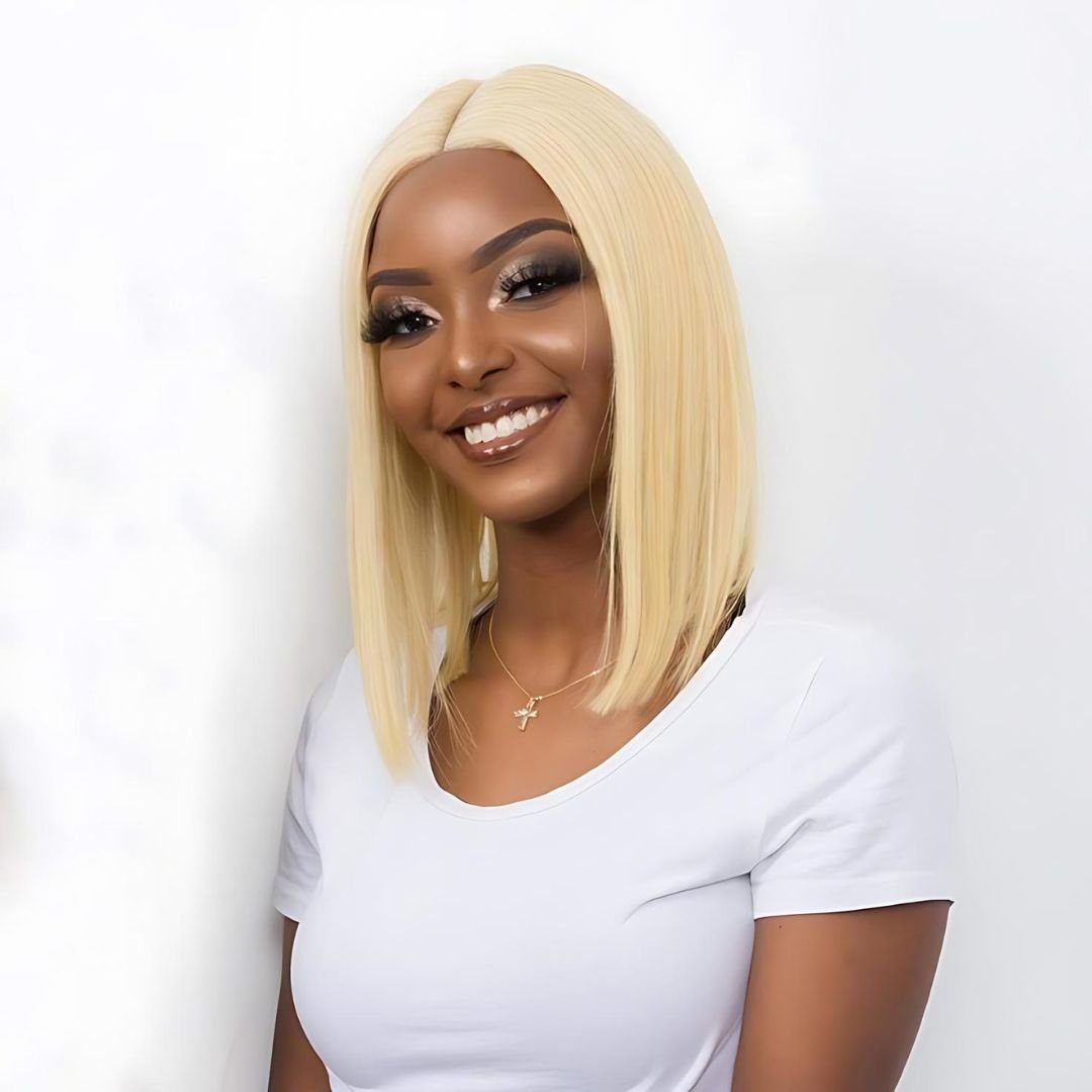 9*4 613 Blonde Color Straight Short Bob Wear&Go Glueless Lace Front Wig|Opushe Wig - opushewig