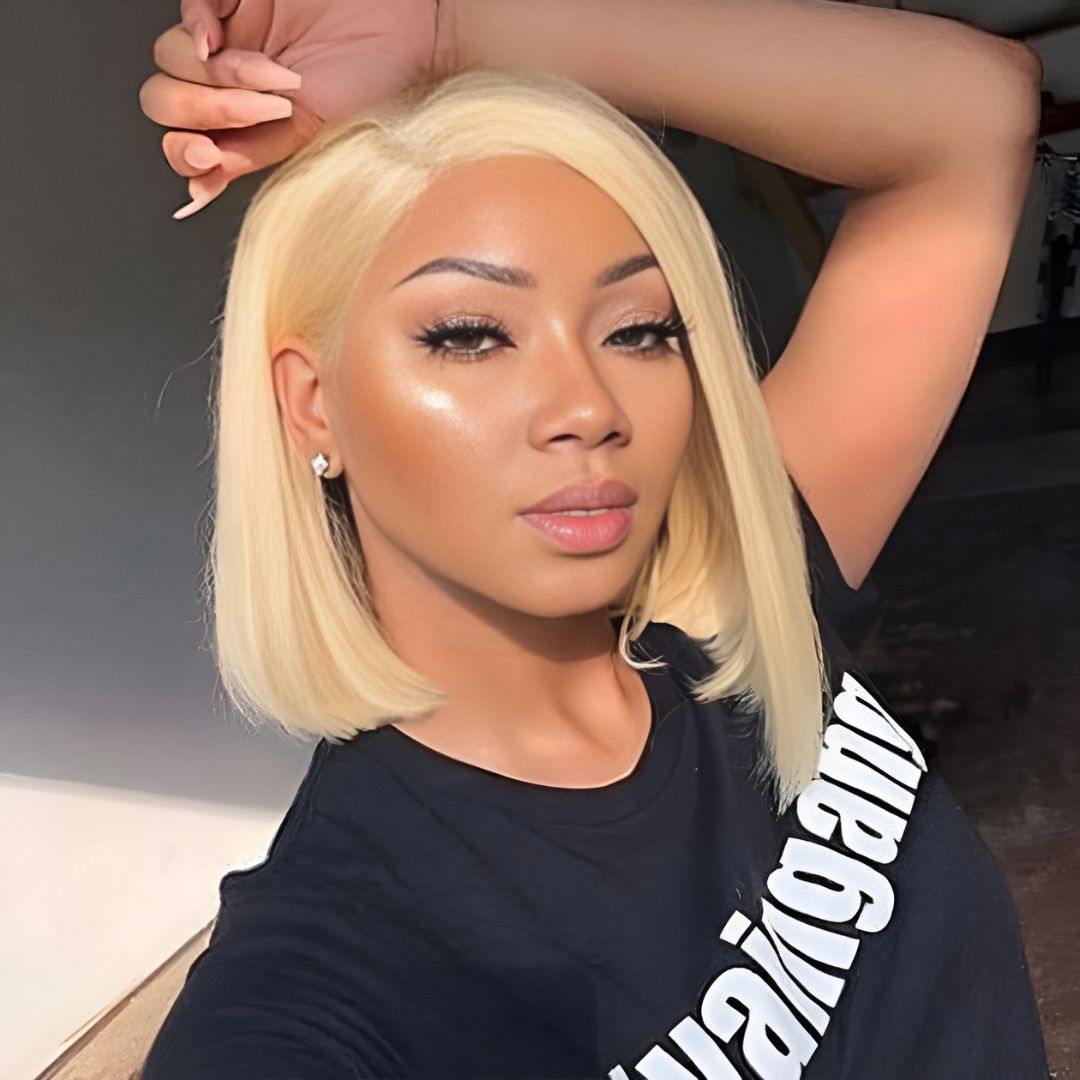 9*4 613 Blonde Color Straight Short Bob Wear&Go Glueless Lace Front Wig|Opushe Wig - opushewig