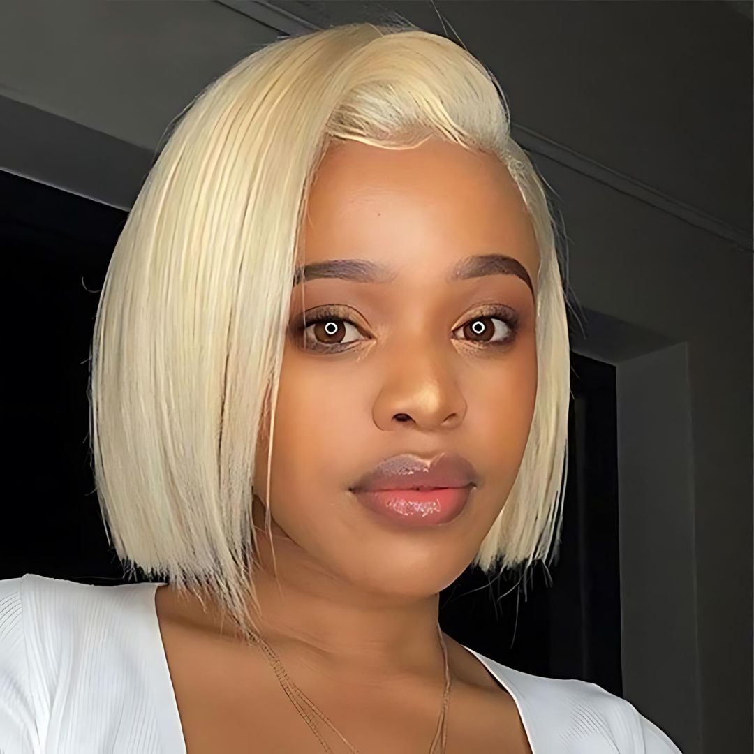 9*4 613 Blonde Color Straight Short Bob Wear&Go Glueless Lace Front Wig|Opushe Wig - opushewig