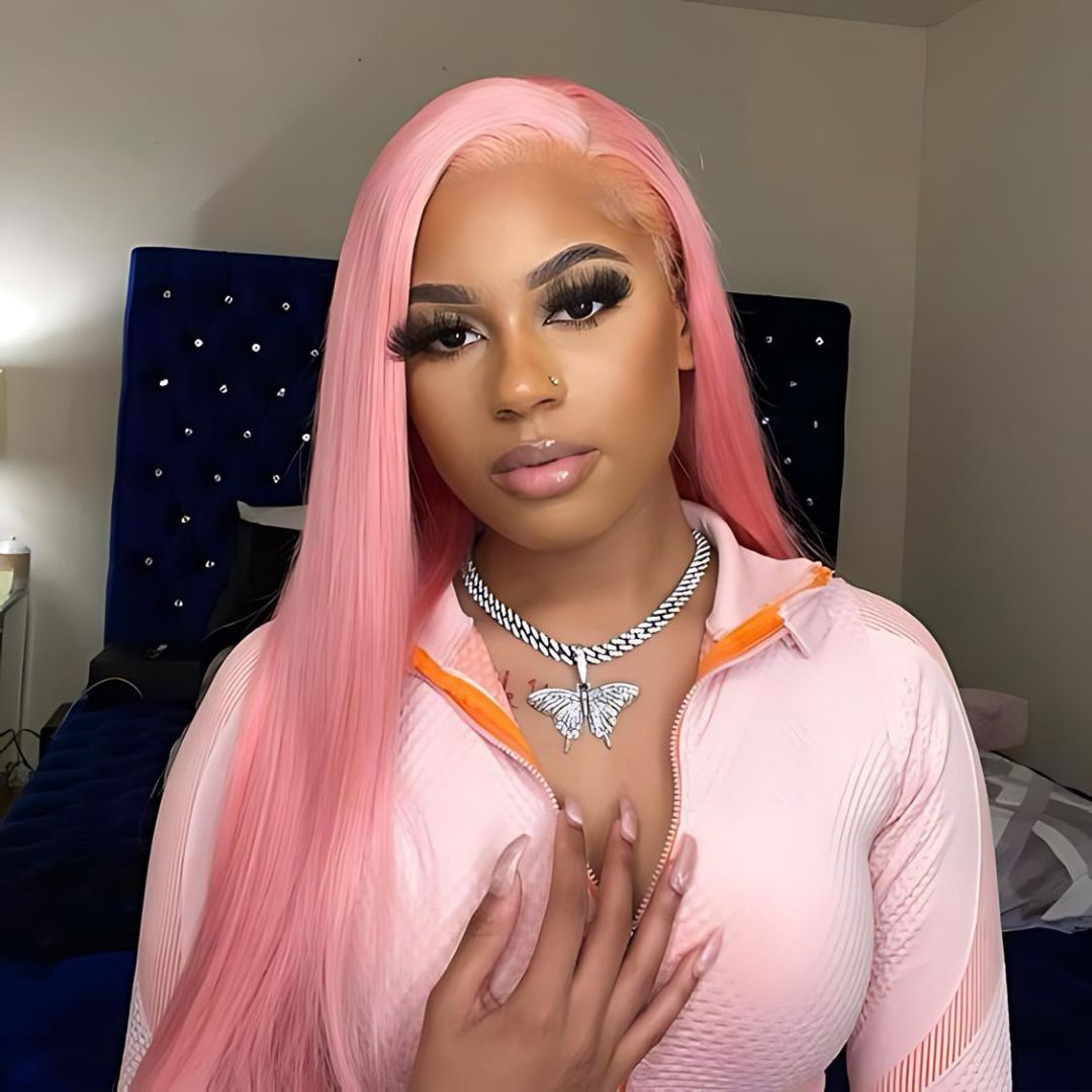 9*4 Light Pink Color Straight Wear&Go Glueless Lace Front Wig|Opushe Wig - opushewig