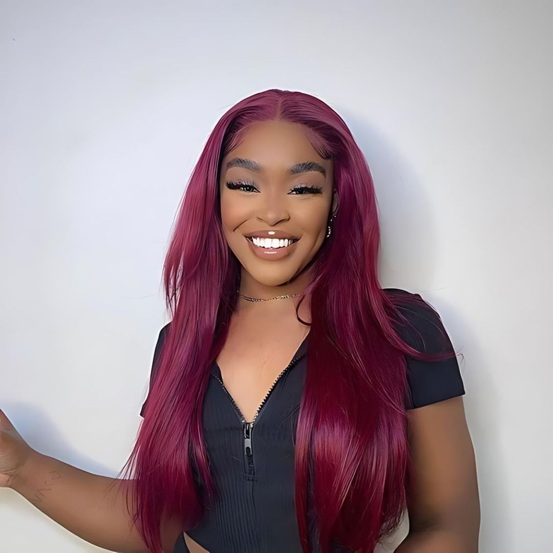 9*6 99J Burgundy Color Wear&Go Glueless Lace Front Wig|Opushe Wig - opushewig