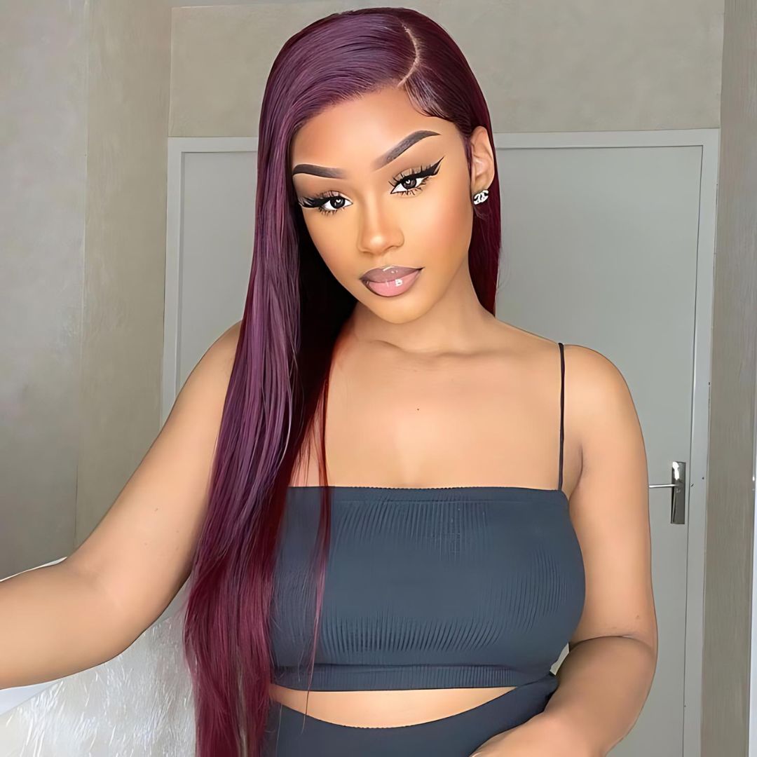 9*6 99J Burgundy Color Wear&Go Glueless Lace Front Wig|Opushe Wig - opushewig