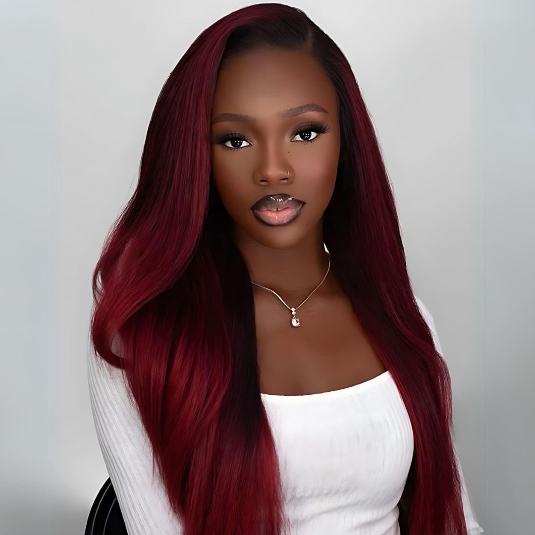 9*6 99J Burgundy Color Wear&Go Glueless Lace Front Wig|Opushe Wig - opushewig