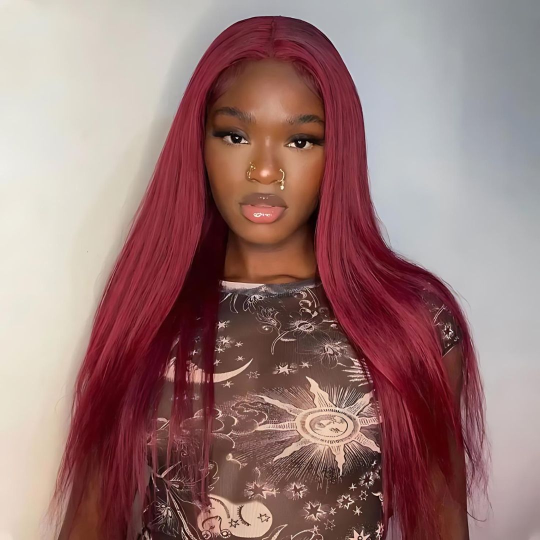 9*6 99J Burgundy Color Wear&Go Glueless Lace Front Wig|Opushe Wig - opushewig