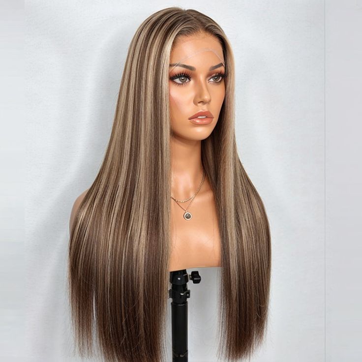 9*6 Blonde Highlights On Brown Color Wear&Go Glueless Lace Front Wig|Opushe Wig - opushewig