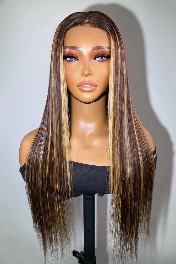 9*6 Blonde Highlights On Brown Color Wear&Go Glueless Lace Front Wig|Opushe Wig - opushewig