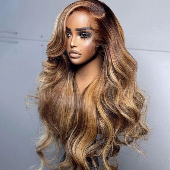 9*6 Blonde Highlights On Brown Color Wear&Go Glueless Lace Front Wig|Opushe Wig - opushewig