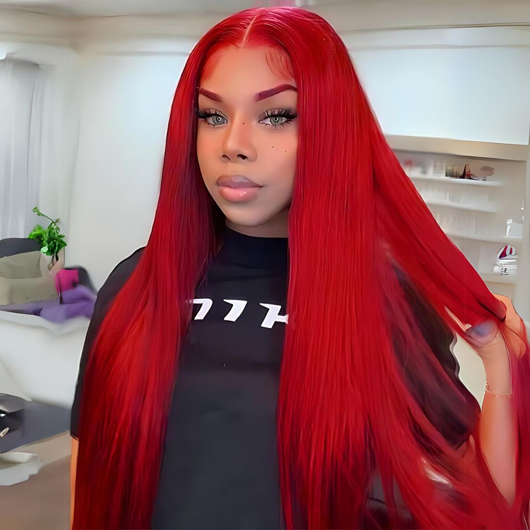 9*6 Cherry Red Color Wear&Go Glueless Lace Front Wig|Opushe Wig - opushewig