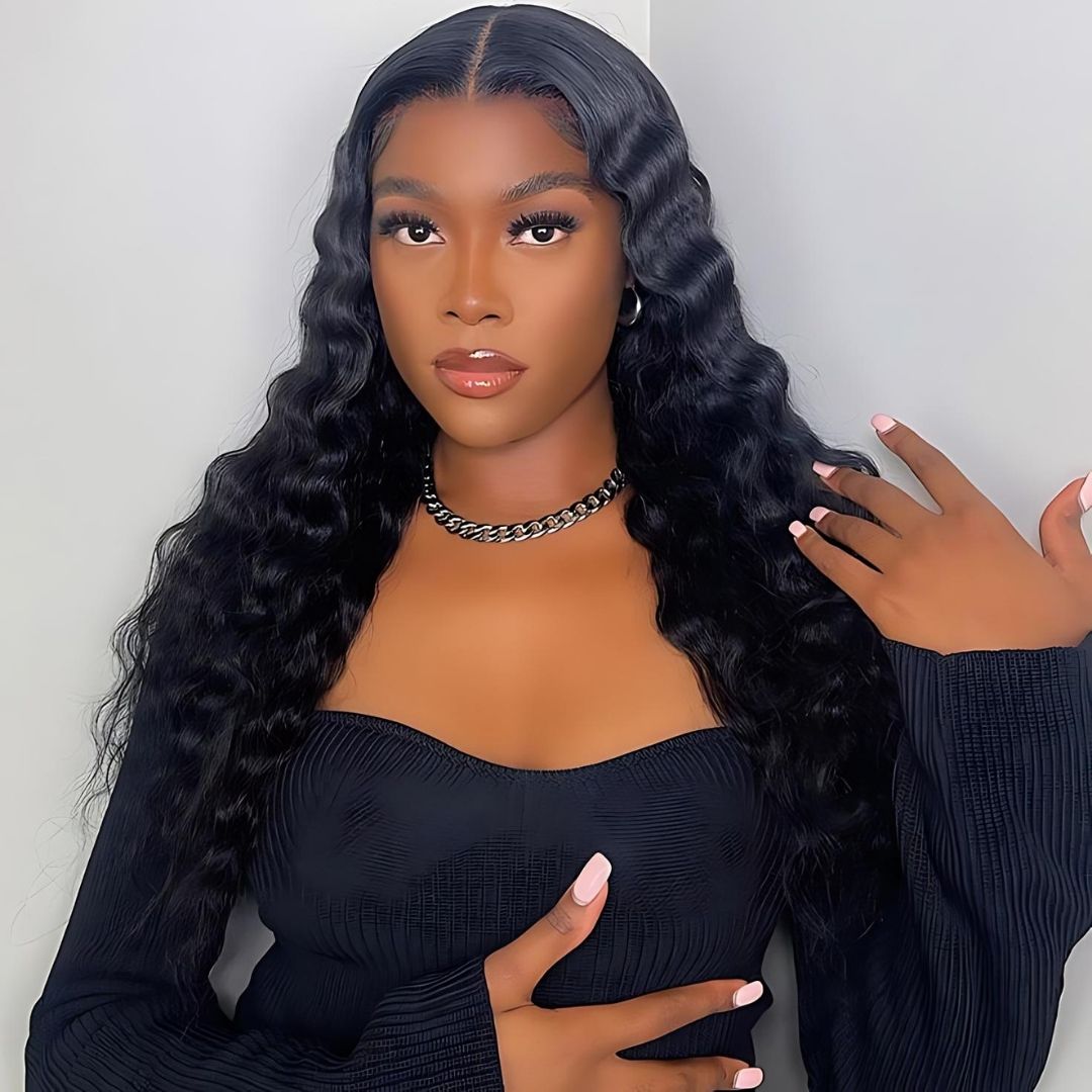 9*6 Deep Wave Pre-Bleached Knots Wear&Go Glueless Transparent Lace Front Wig|Opushe Wig - opushewig