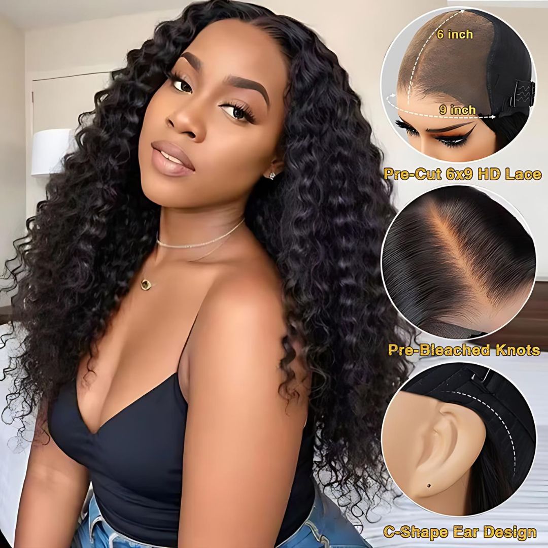 9*6 Deep Wave Wear&Go Glueless Transparent HD Lace Front Wig|Opushe Wig - opushewig