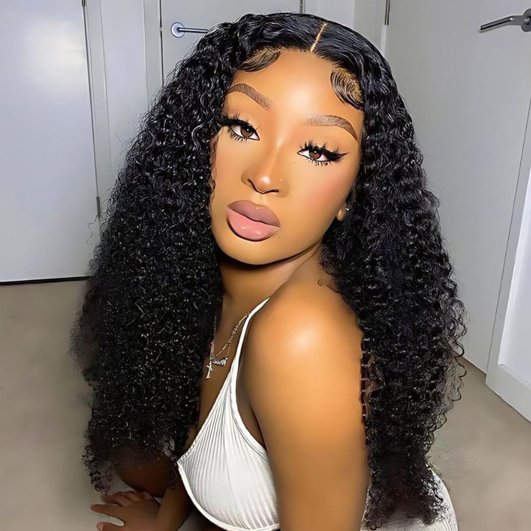 9*6 Jerry Curly Wave Pre-Bleached Knots Wear&Go Glueless Transparent Lace Front Wig|Opushe Wig - opushewig