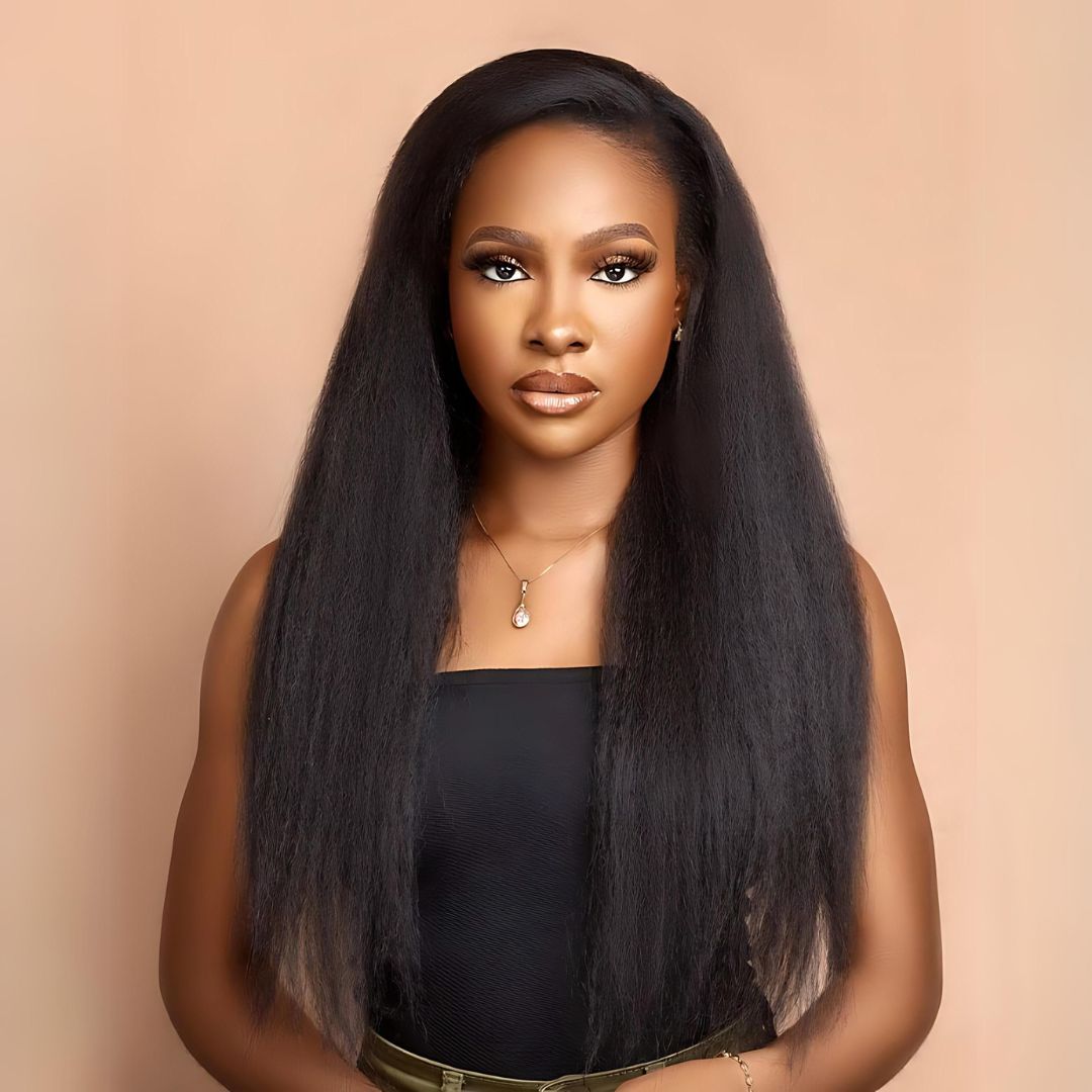 9*6 Kinky Straight Wave Pre-Bleached Knots Wear&Go Glueless Transparent Lace Front Wig|Opushe Wig - opushewig