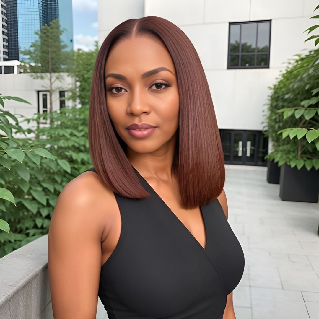 Dark Color Straight Short Bob Lace Frontal Wig|Opushe Wig - opushewig