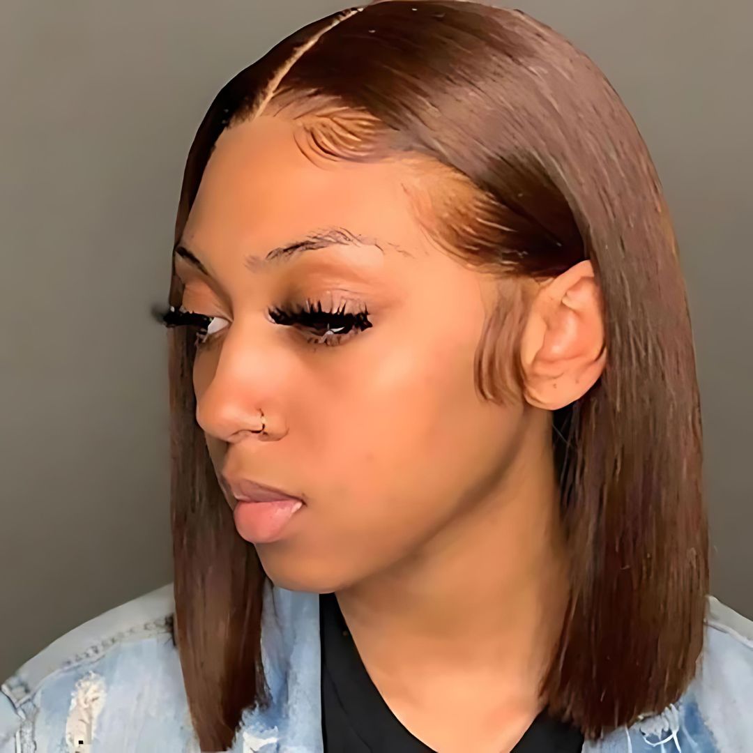 Dark Color Straight Short Bob Lace Frontal Wig|Opushe Wig - opushewig