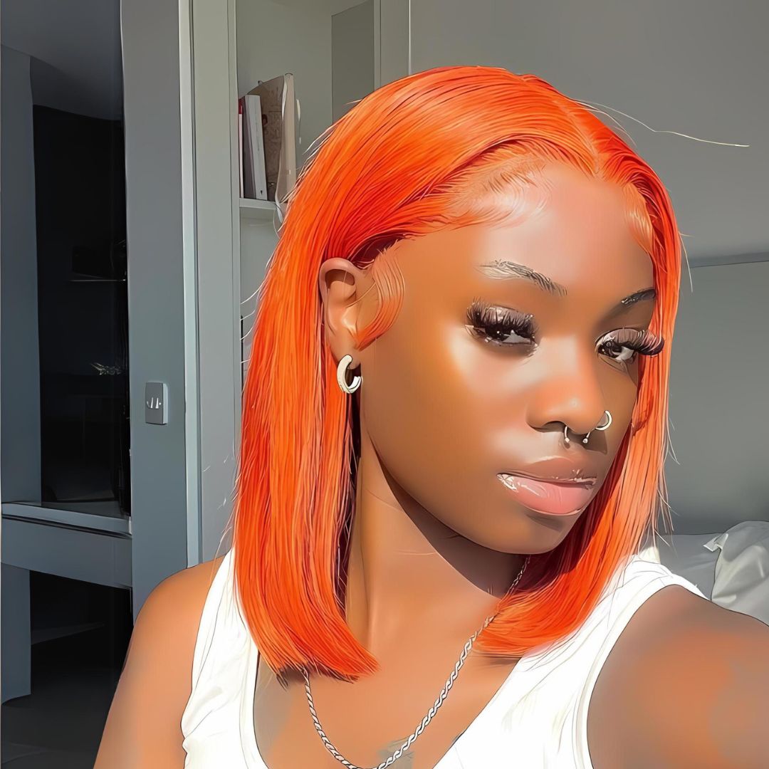 Dark Color Straight Short Bob Lace Frontal Wig|Opushe Wig - opushewig