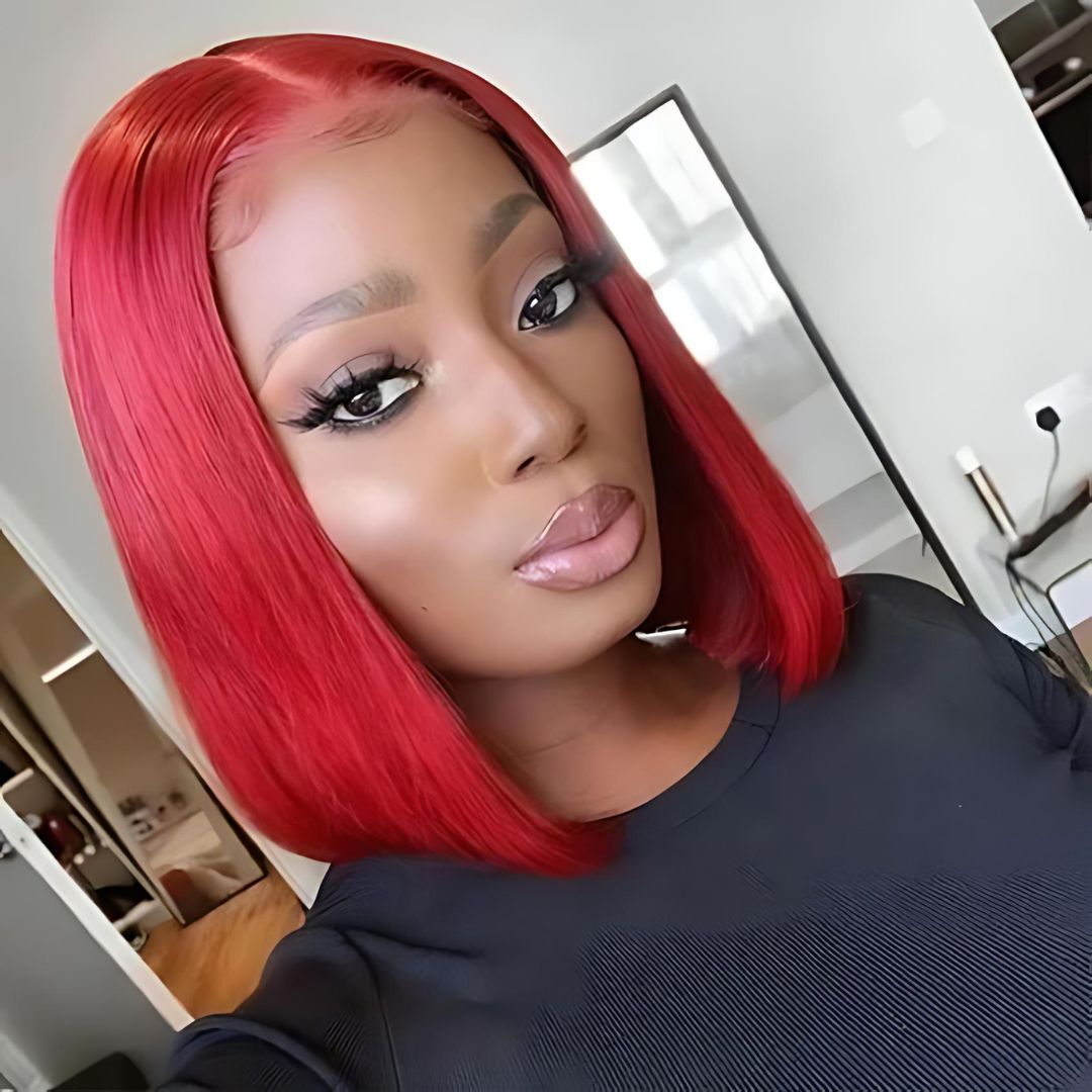 Dark Color Straight Short Bob Lace Frontal Wig|Opushe Wig - opushewig