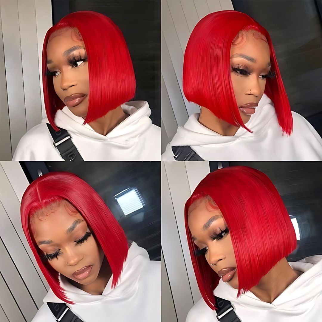 Dark Color Straight Short Bob Lace Frontal Wig|Opushe Wig - opushewig